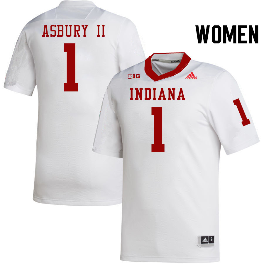 Women #1 Shawn Asbury II Indiana Hoosiers College Football Jerseys Stitched-White